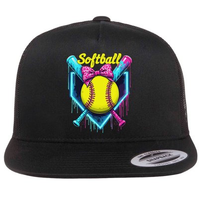 Softball Player Ice Cream Softball Drip Flatbill Hat