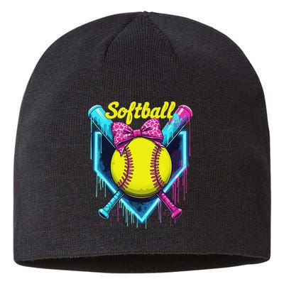 Softball Player Ice Cream Softball Drip Sustainable Beanie