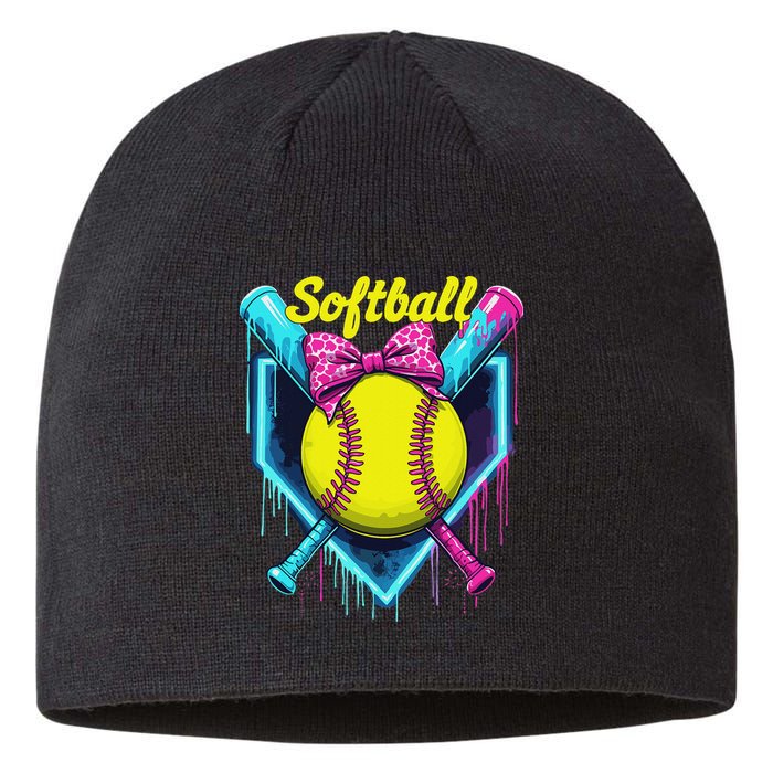 Softball Player Ice Cream Softball Drip Sustainable Beanie