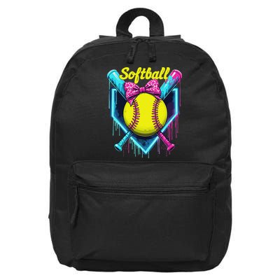 Softball Player Ice Cream Softball Drip 16 in Basic Backpack