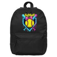 Softball Player Ice Cream Softball Drip 16 in Basic Backpack