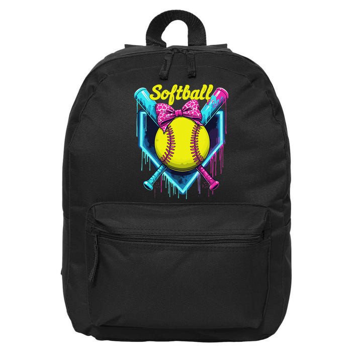 Softball Player Ice Cream Softball Drip 16 in Basic Backpack