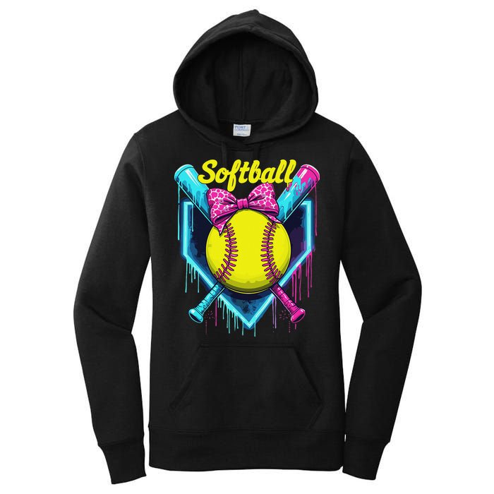 Softball Player Ice Cream Softball Drip Women's Pullover Hoodie