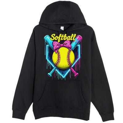 Softball Player Ice Cream Softball Drip Premium Pullover Hoodie