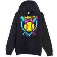 Softball Player Ice Cream Softball Drip Premium Pullover Hoodie