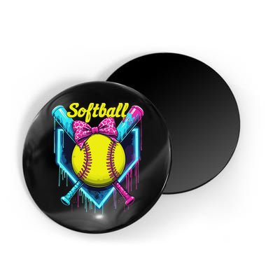 Softball Player Ice Cream Softball Drip Magnet