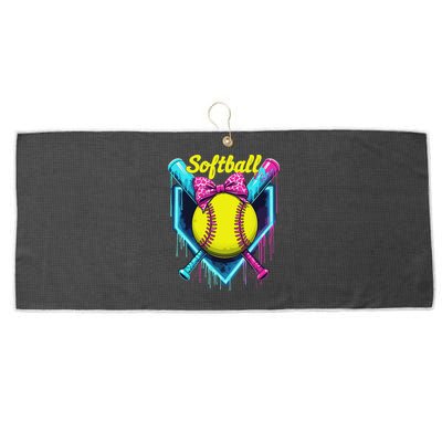 Softball Player Ice Cream Softball Drip Large Microfiber Waffle Golf Towel