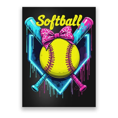 Softball Player Ice Cream Softball Drip Poster