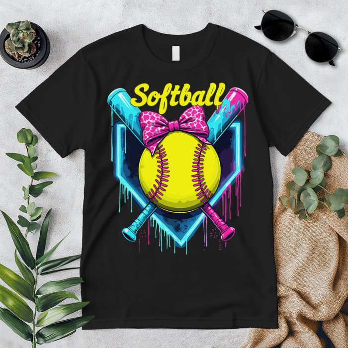 Softball Player Ice Cream Softball Drip Premium T-Shirt