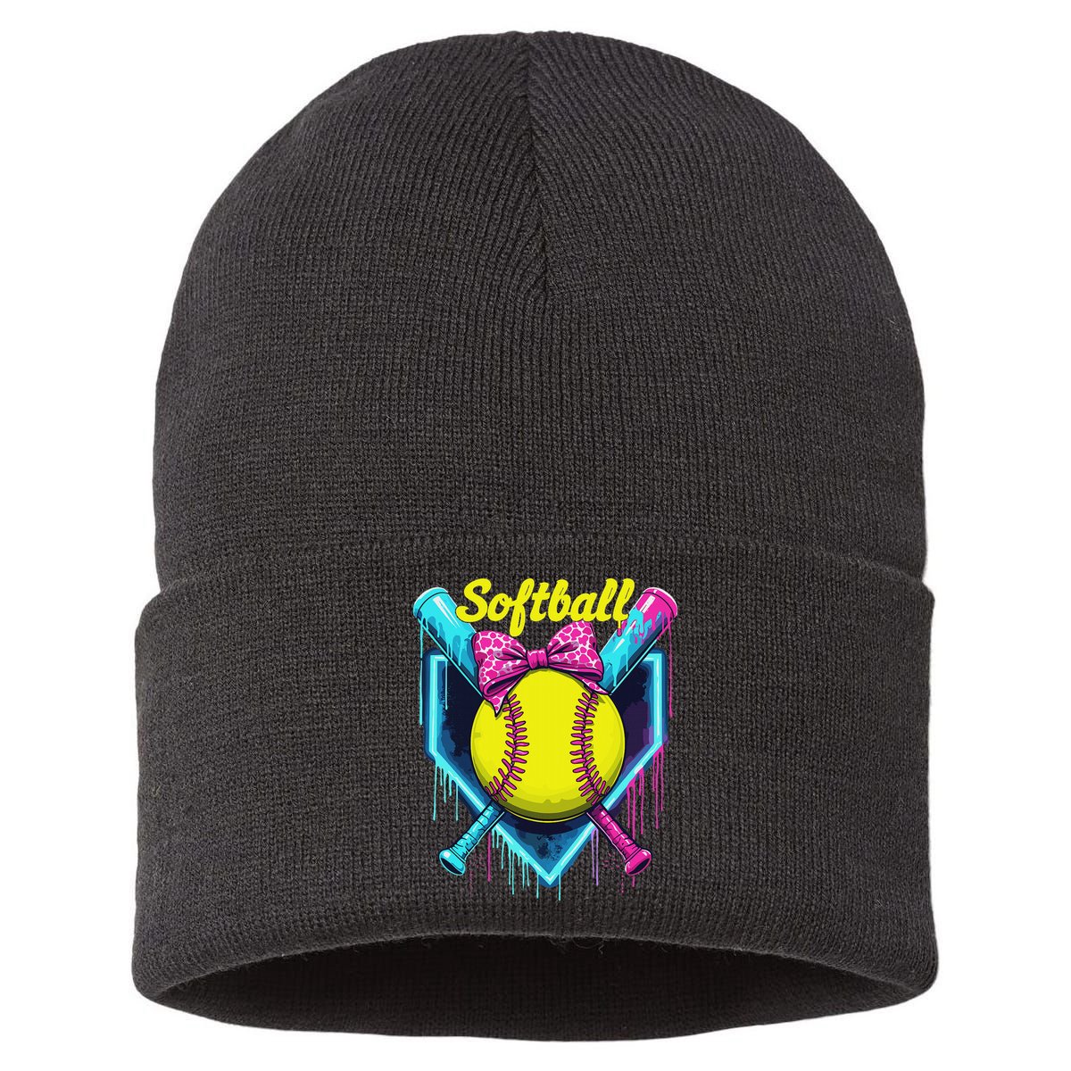 Softball Player Ice Cream Softball Drip Sustainable Knit Beanie