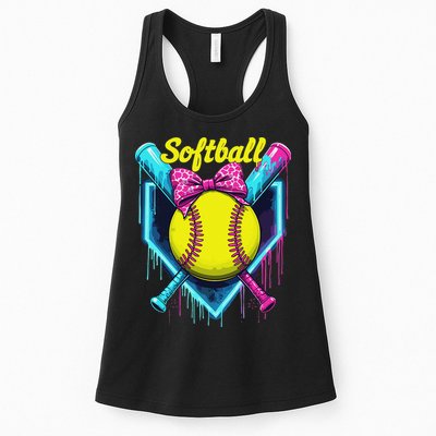 Softball Player Ice Cream Softball Drip Womens Tank Top