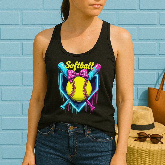 Softball Player Ice Cream Softball Drip Womens Tank Top