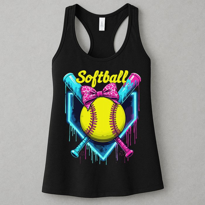 Softball Player Ice Cream Softball Drip Womens Tank Top