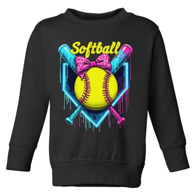 Softball Player Ice Cream Softball Drip Toddler Sweatshirt