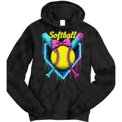 Softball Player Ice Cream Softball Drip Tie Dye Hoodie