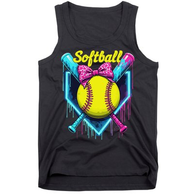 Softball Player Ice Cream Softball Drip Tank Top