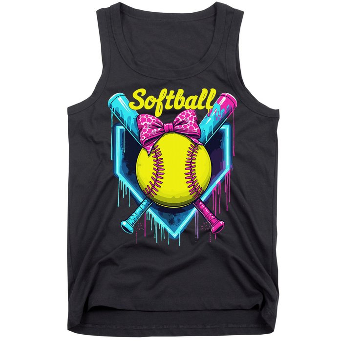 Softball Player Ice Cream Softball Drip Tank Top
