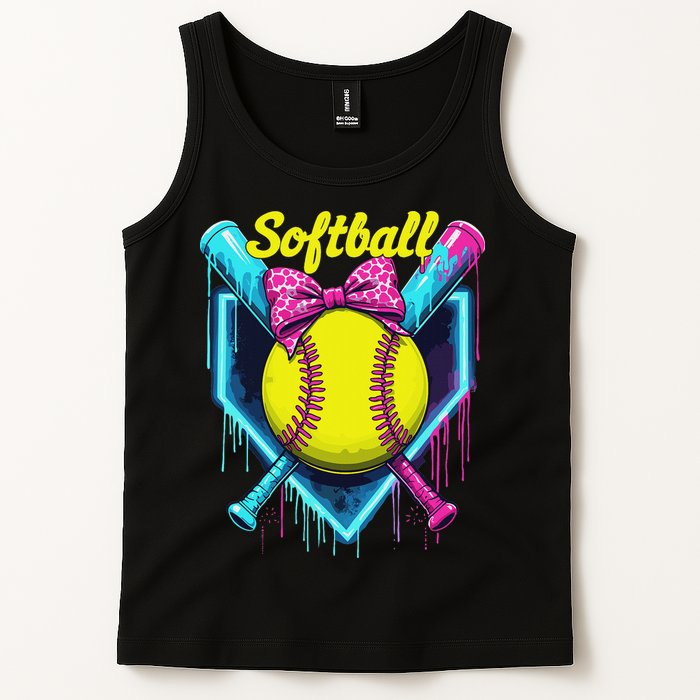 Softball Player Ice Cream Softball Drip Tank Top