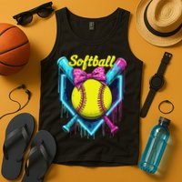 Softball Player Ice Cream Softball Drip Tank Top