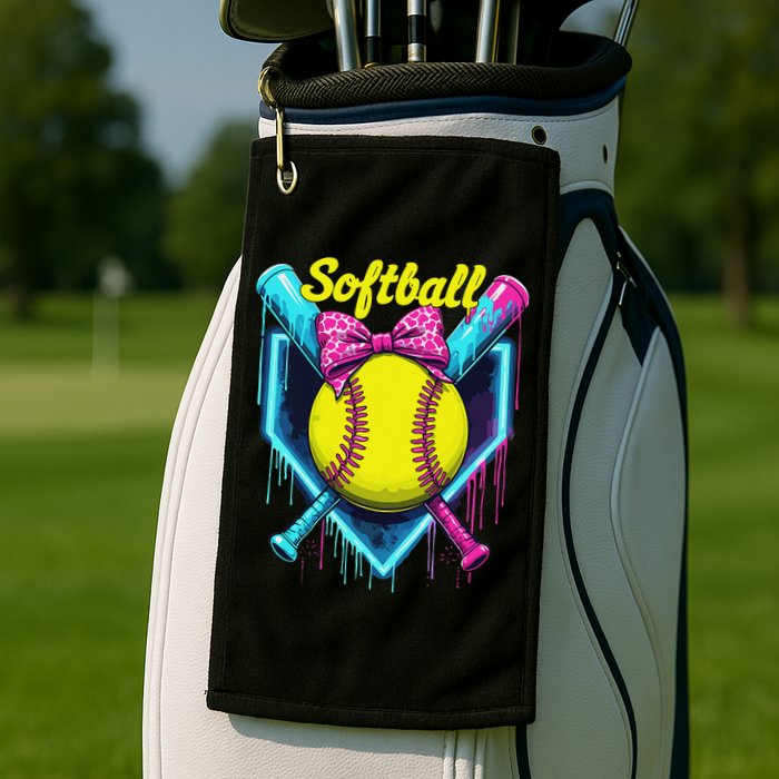 Softball Player Ice Cream Softball Drip Golf Towel