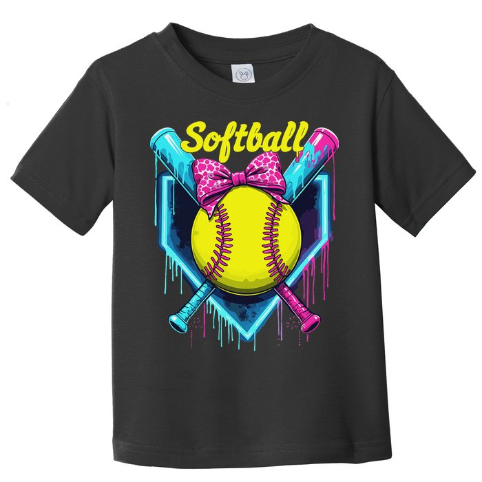 Softball Player Ice Cream Softball Drip Toddler T-Shirt