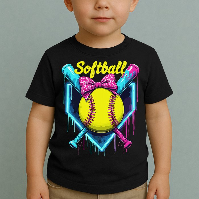 Softball Player Ice Cream Softball Drip Toddler T-Shirt
