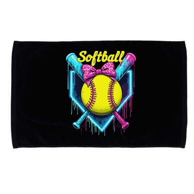 Softball Player Ice Cream Softball Drip Microfiber Hand Towel