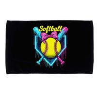 Softball Player Ice Cream Softball Drip Microfiber Hand Towel