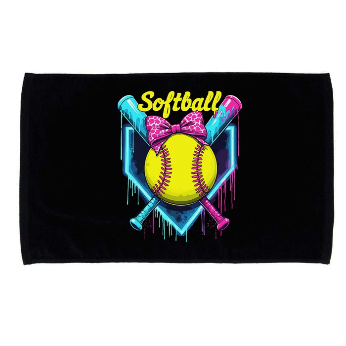 Softball Player Ice Cream Softball Drip Microfiber Hand Towel