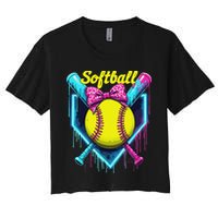Softball Player Ice Cream Softball Drip Crop Top