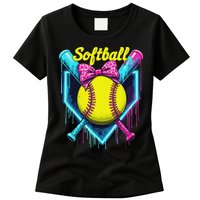 Softball Player Ice Cream Softball Drip Womens T-Shirt