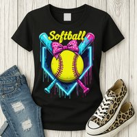 Softball Player Ice Cream Softball Drip Womens T-Shirt