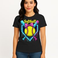 Softball Player Ice Cream Softball Drip Womens T-Shirt