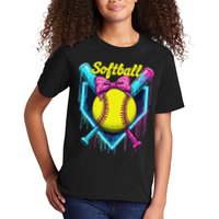 Softball Player Ice Cream Softball Drip Kids T-Shirt