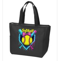 Softball Player Ice Cream Softball Drip Zip Tote Bag