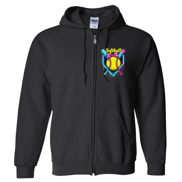 Softball Player Ice Cream Softball Drip Full Zip Hoodie