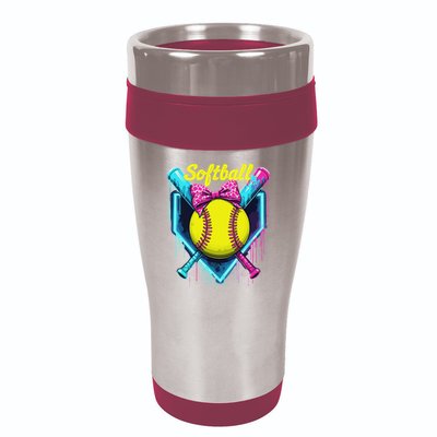 Softball Player Ice Cream Softball Drip 16oz Travel Tumbler