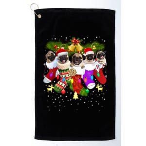 Santa Pugs In Christmas Socks Funny Xmas Dog Lover Pug Mom Gift Platinum Collection Golf Towel