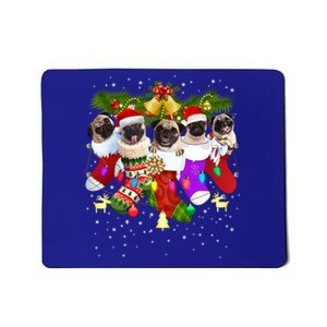 Santa Pugs In Christmas Socks Funny Xmas Dog Lover Pug Mom Gift Mousepad