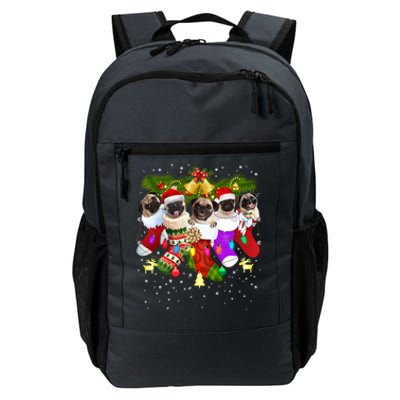 Santa Pugs In Christmas Socks Funny Xmas Dog Lover Pug Mom Gift Daily Commute Backpack