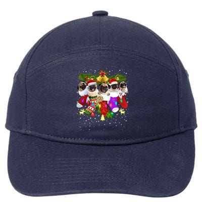 Santa Pugs In Christmas Socks Funny Xmas Dog Lover Pug Mom Gift 7-Panel Snapback Hat