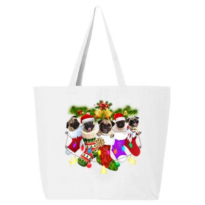 Santa Pugs In Christmas Socks Funny Xmas Dog Lover Pug Mom Gift 25L Jumbo Tote