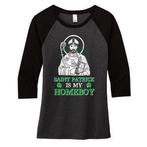 Saint Patrick Is My Homeboy Funny Shamrock St. Patrick's Day Women's Tri-Blend 3/4-Sleeve Raglan Shirt