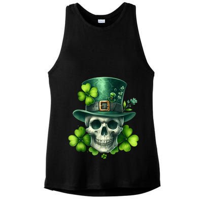 Saint Patrick Irish Sugar Skull Day Of Dead St Patricks Day Ladies PosiCharge Tri-Blend Wicking Tank
