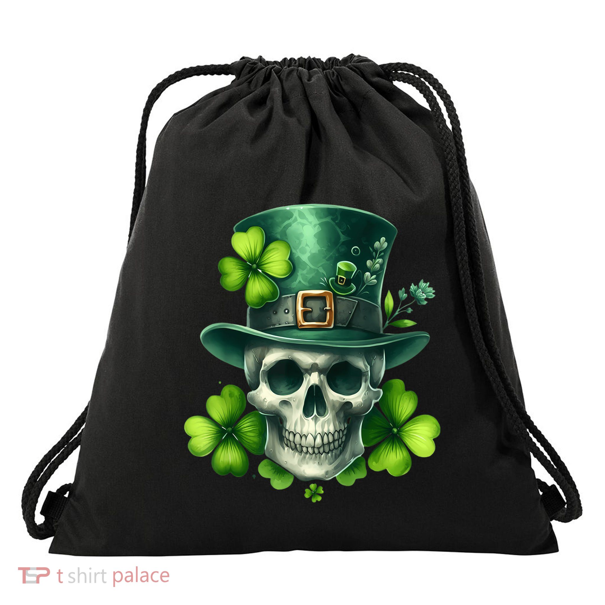 Saint Patrick Irish Sugar Skull Day Of Dead St Patricks Day Drawstring Bag