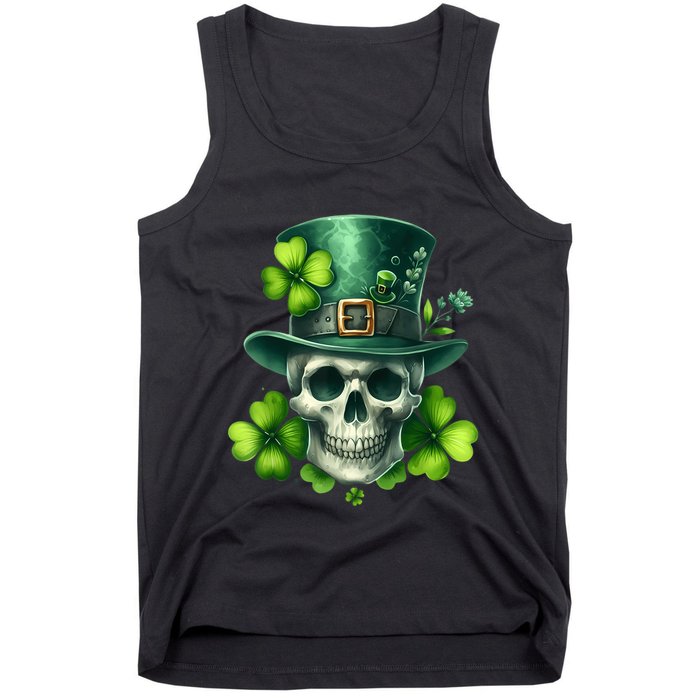 Saint Patrick Irish Sugar Skull Day Of Dead St Patricks Day Tank Top