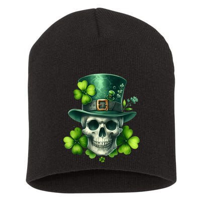 Saint Patrick Irish Sugar Skull Day Of Dead St Patricks Day Short Acrylic Beanie