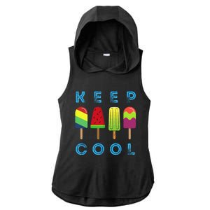 Summer Popsicle Ice Popsicle Lolly Cool Ladies PosiCharge Tri-Blend Wicking Draft Hoodie Tank