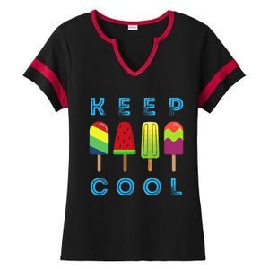 Summer Popsicle Ice Popsicle Lolly Cool Ladies Halftime Notch Neck Tee