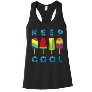 Summer Popsicle Ice Popsicle Lolly Cool Women's Racerback Tank